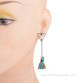 Simple Design Long Tassel Silk Drop Fancy Earrings Woman